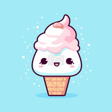 Photo for Cute kawaii ice cream chibi mascot vector cartoon style - Royalty Free Image