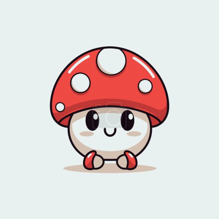 Illustration for Cute kawaii mushroom chibi mascot vector cartoon style - Royalty Free Image