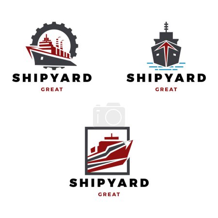 Ensemble de modèle de conception de logo d'icône de chantier naval