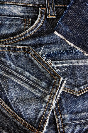 Photo for Denim jeans texture. Blue jeans background with seam close up. - Royalty Free Image