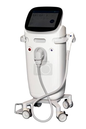 Professional cosmetology device for skin revitalization, elimination of skin creases and wrinkles due to innovative stimulation of new collagen production. Isolated on white background.