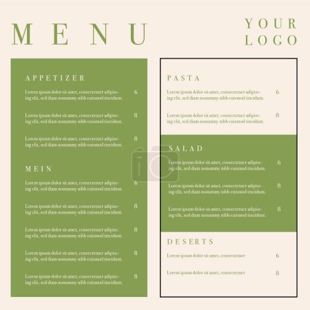 Illustration for Food menu and restaurant flyer template. Fast Food, Healthy Food, Flyer Design, Simple, Minimalist. - Royalty Free Image
