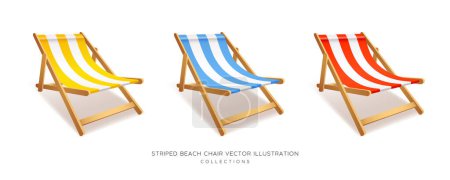 Illustration for Striped beach chair collections isolated on white background. eps 10 vector illustration - Royalty Free Image