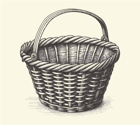 ilustración vectorial cesta vacía dibujada a mano