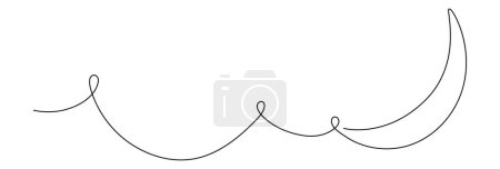 Moon continuous one line art icon. Hand drawn black moon isolated on white background.