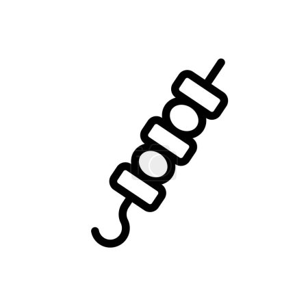 Ilustración de Shish Kabab or kebab grill vector line icon. Colección de iconos de comida. Signos delgados para el menú del restaurante. Pixel perfecto 64x64. Trazos editables - Imagen libre de derechos