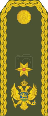 Téléchargez les illustrations : Épaulière marque d'officier militaire pour le grade d'insigne du BRIGADIR GENERAL (BRIGADIER GENERAL) dans l'Armée terrestre monténégrine - en licence libre de droit