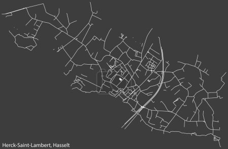 Ilustración de Mapa detallado de carreteras urbanas de navegación dibujado a mano del HERCK-SAINT-LAMBERT MUNICIPALITY de la ciudad belga de HASSELT, Bélgica con líneas vivas de carreteras y etiqueta con su nombre sobre un fondo sólido - Imagen libre de derechos
