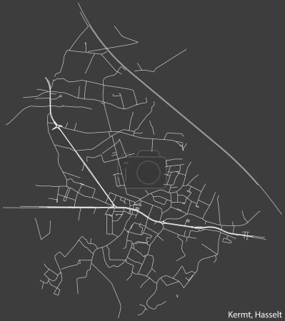 Ilustración de Mapa detallado de carreteras urbanas de navegación dibujado a mano de la MUNICIPALIDAD KERMT de la ciudad belga de HASSELT, Bélgica con líneas vivas de carreteras y etiqueta con su nombre sobre un fondo sólido - Imagen libre de derechos