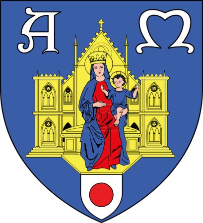 Illustration for Official coat of arms vector illustration of the French city of MONTPELLIER, FRANCE - Royalty Free Image