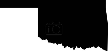 Illustration for BLACK CMYK color detailed flat map of the federal state of OKLAHOMA, UNITED STATES OF AMERICA on transparent background - Royalty Free Image