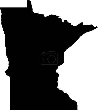 BLACK CMYK color detailed flat map of the federal state of MINNESOTA, UNITED STATES OF AMERICA on transparent background