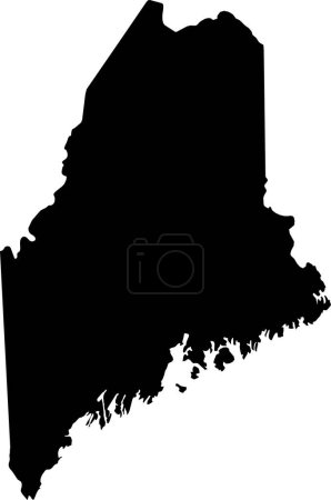 Illustration for BLACK CMYK color detailed flat map of the federal state of MAINE, UNITED STATES OF AMERICA on transparent background - Royalty Free Image