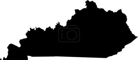 Illustration for BLACK CMYK color detailed flat map of the federal state of KENTUCKY, UNITED STATES OF AMERICA on transparent background - Royalty Free Image
