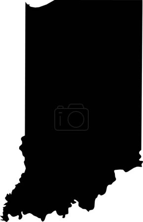 Illustration for BLACK CMYK color detailed flat map of the federal state of INDIANA, UNITED STATES OF AMERICA on transparent background - Royalty Free Image