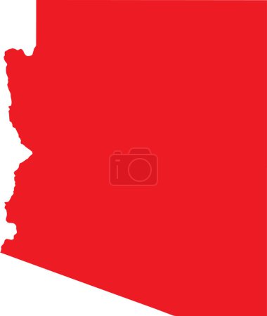 Illustration for RED CMYK color detailed flat map of the federal state of ARIZONA, UNITED STATES OF AMERICA on transparent background - Royalty Free Image