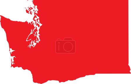 Illustration for RED CMYK color detailed flat map of the federal state of WASHINGTON, UNITED STATES OF AMERICA on transparent background - Royalty Free Image
