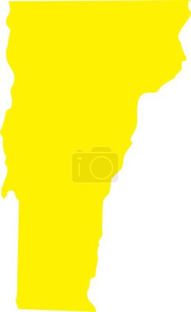 Illustration for YELLOW CMYK color detailed flat map of the federal state of VERMONT, UNITED STATES OF AMERICA on transparent background - Royalty Free Image