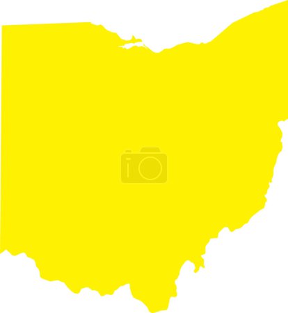 Illustration for YELLOW CMYK color detailed flat map of the federal state of OHIO, UNITED STATES OF AMERICA on transparent background - Royalty Free Image