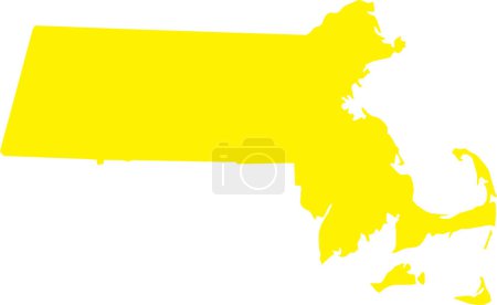 Illustration for YELLOW CMYK color detailed flat map of the federal state of MASSACHUSETTS, UNITED STATES OF AMERICA on transparent background - Royalty Free Image
