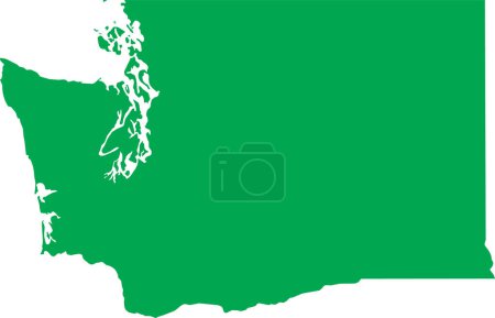 Illustration for GREEN CMYK color detailed flat map of the federal state of WASHINGTON, UNITED STATES OF AMERICA on transparent background - Royalty Free Image