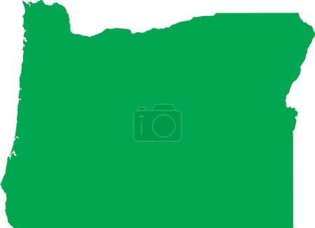Illustration for GREEN CMYK color detailed flat map of the federal state of OREGON, UNITED STATES OF AMERICA on transparent background - Royalty Free Image