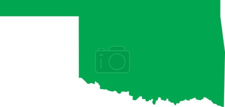 Illustration for GREEN CMYK color detailed flat map of the federal state of OKLAHOMA, UNITED STATES OF AMERICA on transparent background - Royalty Free Image