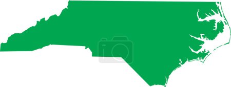 Illustration for GREEN CMYK color detailed flat map of the federal state of NORTH CAROLINA, UNITED STATES OF AMERICA on transparent background - Royalty Free Image