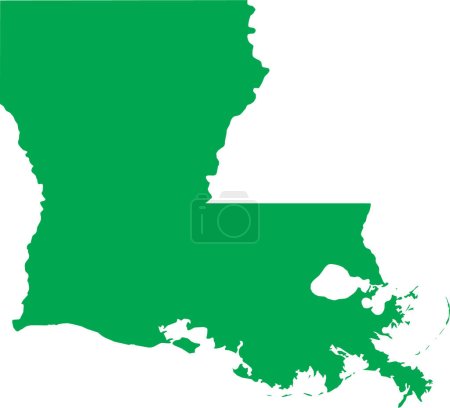 Illustration for GREEN CMYK color detailed flat map of the federal state of LOUISIANA, UNITED STATES OF AMERICA on transparent background - Royalty Free Image