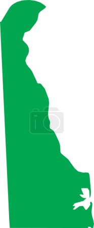 Illustration for GREEN CMYK color detailed flat map of the federal state of DELAWARE, UNITED STATES OF AMERICA on transparent background - Royalty Free Image