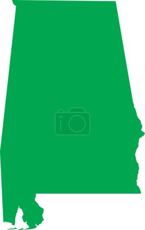 Illustration for GREEN CMYK color detailed flat map of the federal state of ALABAMA, UNITED STATES OF AMERICA on transparent background - Royalty Free Image