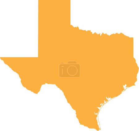 ORANGE CMYK color detailed flat map of the federal state of TEXAS, UNITED STATES OF AMERICA on transparent background