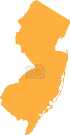 Illustration for ORANGE CMYK color detailed flat map of the federal state of NEW JERSEY, UNITED STATES OF AMERICA on transparent background - Royalty Free Image