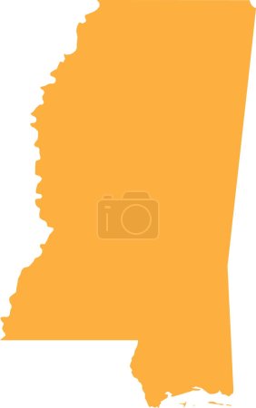 Illustration for ORANGE CMYK color detailed flat map of the federal state of MISSISSIPPI, UNITED STATES OF AMERICA on transparent background - Royalty Free Image