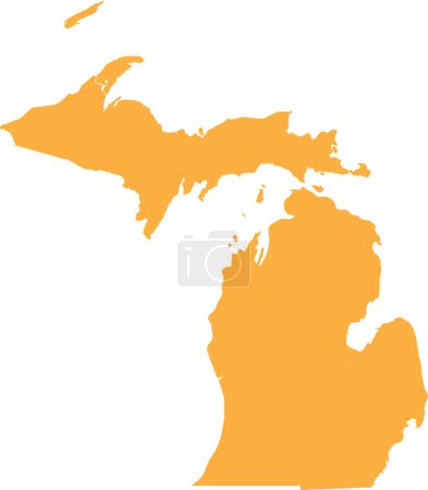 Illustration for ORANGE CMYK color detailed flat map of the federal state of MICHIGAN, UNITED STATES OF AMERICA on transparent background - Royalty Free Image