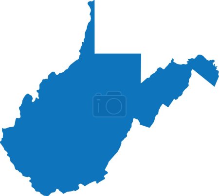 BLUE CMYK color detailed flat map of the federal state of WEST VIRGINIA, UNITED STATES OF AMERICA on transparent background