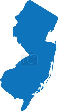BLUE CMYK farbige flache Landkarte des Bundesstaates NEW JERSEY, VEREINIGTE STAATEN VON AMERIKA auf transparentem Hintergrund