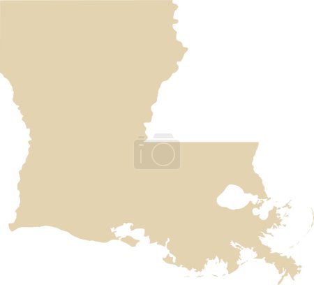 Illustration for BEIGE CMYK color detailed flat map of the federal state of LOUISIANA, UNITED STATES OF AMERICA on transparent background - Royalty Free Image