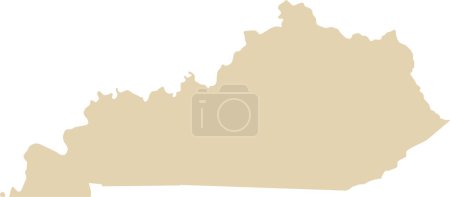 Illustration for BEIGE CMYK color detailed flat map of the federal state of KENTUCKY, UNITED STATES OF AMERICA on transparent background - Royalty Free Image