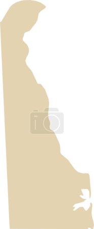 Illustration for BEIGE CMYK color detailed flat map of the federal state of DELAWARE, UNITED STATES OF AMERICA on transparent background - Royalty Free Image