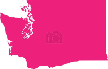 Illustration for PINK CMYK color detailed flat map of the federal state of WASHINGTON, UNITED STATES OF AMERICA on transparent background - Royalty Free Image