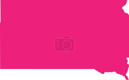 Illustration for PINK CMYK color detailed flat map of the federal state of SOUTH DAKOTA, UNITED STATES OF AMERICA on transparent background - Royalty Free Image