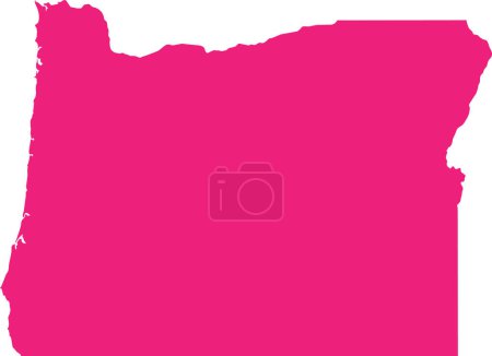 Illustration for PINK CMYK color detailed flat map of the federal state of OREGON, UNITED STATES OF AMERICA on transparent background - Royalty Free Image