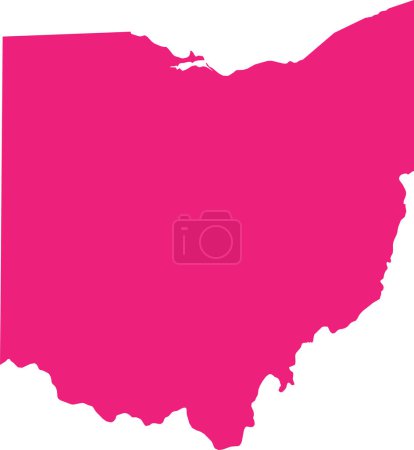 Illustration for PINK CMYK color detailed flat map of the federal state of OHIO, UNITED STATES OF AMERICA on transparent background - Royalty Free Image
