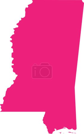 Illustration for PINK CMYK color detailed flat map of the federal state of MISSISSIPPI, UNITED STATES OF AMERICA on transparent background - Royalty Free Image
