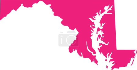 Illustration for PINK CMYK color detailed flat map of the federal state of MARYLAND, UNITED STATES OF AMERICA on transparent background - Royalty Free Image