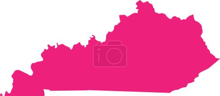 Illustration for PINK CMYK color detailed flat map of the federal state of KENTUCKY, UNITED STATES OF AMERICA on transparent background - Royalty Free Image