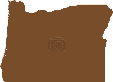 Illustration for BROWN CMYK color detailed flat map of the federal state of OREGON, UNITED STATES OF AMERICA on transparent background - Royalty Free Image
