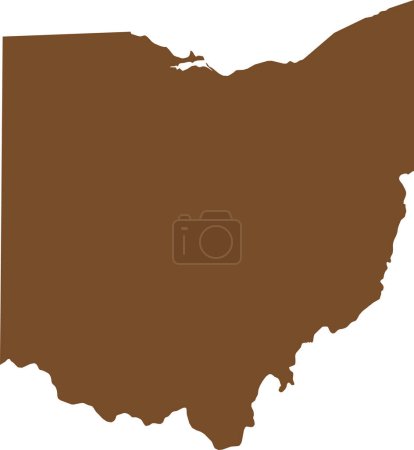 Illustration for BROWN CMYK color detailed flat map of the federal state of OHIO, UNITED STATES OF AMERICA on transparent background - Royalty Free Image