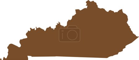 Illustration for BROWN CMYK color detailed flat map of the federal state of KENTUCKY, UNITED STATES OF AMERICA on transparent background - Royalty Free Image